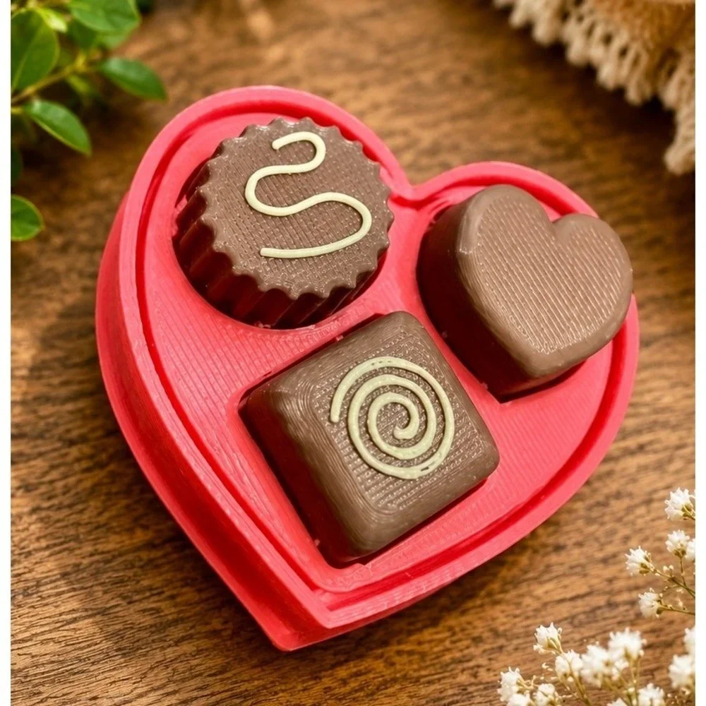 3D Heart Chocolate Box Unisex OS Pink‎ New 3D Printed Valentine Gift Decor